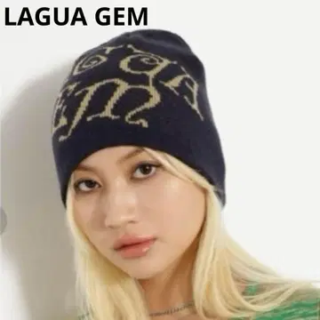 새상품급 LAGUA GEM 라구아젬 자카드 비니 네이비
