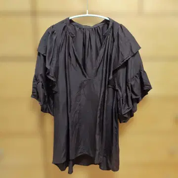 저널 스탠다드 다크 브라운 프릴 반팔 셔츠 M