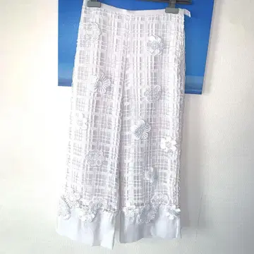 체스티 꽃무늬 자수 패치 패치워크 와이드 팬츠