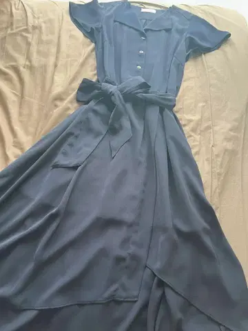 AND COUTURE 롱 플레어 셔츠 원피스 M 네이비