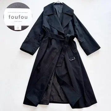 foufou  롱 트렌치코트 코튼100% 블랙 0