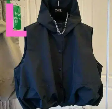 세련된 B 후드 부착 베스트 블랙 L 멋진 가을 경량 남녀 공용