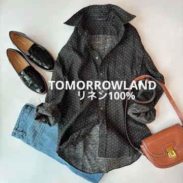 TOMORROWLAND 린넨 100% 도트 무늬 긴팔 셔츠