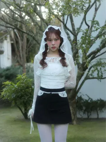 BUBBLES 버블스 레이스 후디 앙상블 화이트 M