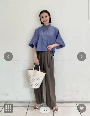 UNITED ARROWS 플레어 슬리브 크롭 셔츠 Cobalt