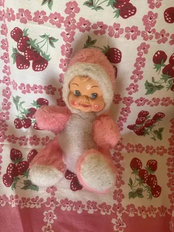 레트로 핑크와 화이트 인형 약 30cm