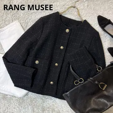 RANG MUSEE 랑뮤제 노카라 트위드 자켓 골드 버튼