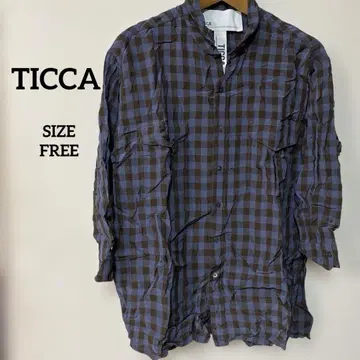 TICCA 브라운과 파랑 체크 무늬 긴팔 셔츠