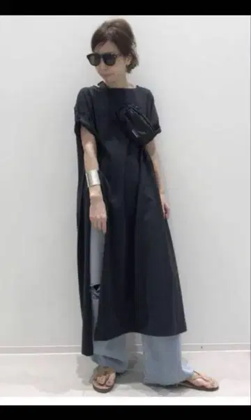 L'Appartement 보트넥 티셔츠 원피스 네이비