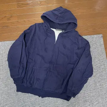 90s~ 써멀 지퍼 후드티 네이비