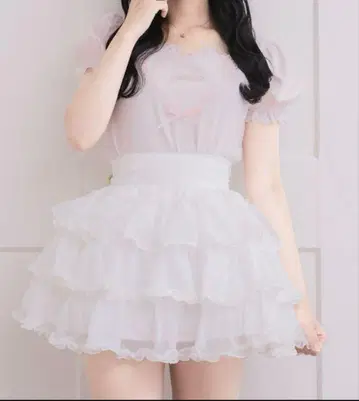 pium 쉬폰 프릴 캉캉 스커트