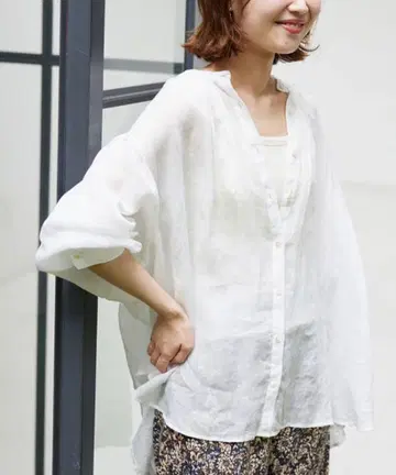 라미 개더 셔츠 화이트 SLOBE IENA