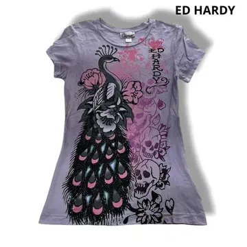 에드하디 Y2K 헤이세이 티셔츠 공작 큐빅 XS 퍼플