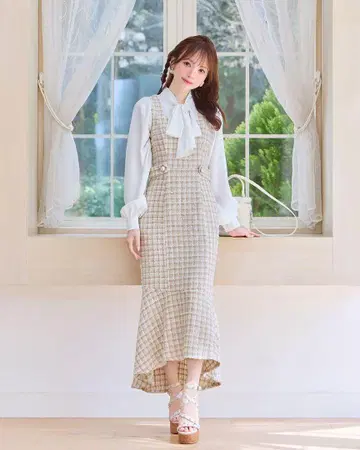 미셸 마카롱 트위드 머메이드 원피스