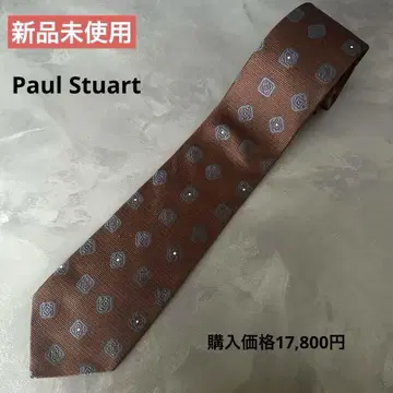 미사용 새상품 PaulStuart 폴 스튜어트 넥타이 브라운 코몬 무늬