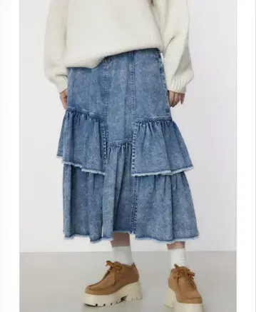 로데오 크라운 와이드 보울 CHEMICAL DENIM TIERED SK