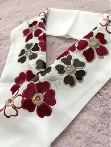 미사용 후리소데용 자수 장식용 깃 실엘리