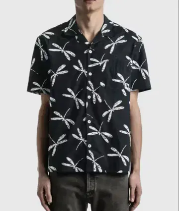 A.P.C. 잠자리 패턴 오픈 카라 셔츠 M