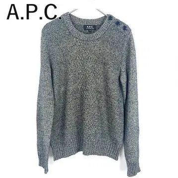 아페쎄 A.P.C. 니트 어깨 버튼 믹스사 크루넥 네이비