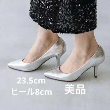 menue 슬림 레그 핏 스틸레토 8cm 힐 펌프스 실버