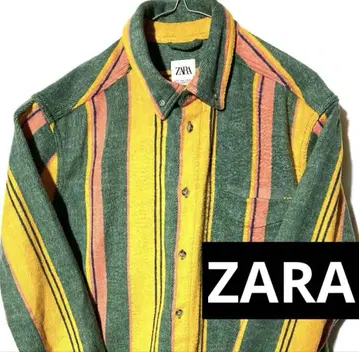 ZARA S M 긴팔 스트라이프 두꺼운 원단 올 패턴 셔츠