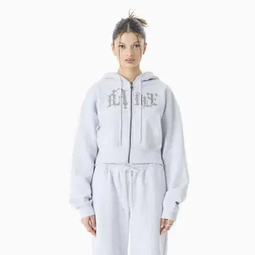 badee 라이트 그레이 숏 후드티 맨투맨 logo