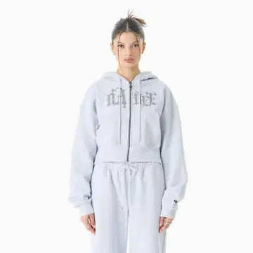 badee 라이트 그레이 숏 후드티 맨투맨 logo