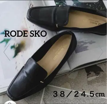 RODE SKO 스퀘어토 쁘띠 메탈 로퍼 펌프스 38 24.5cm 블랙