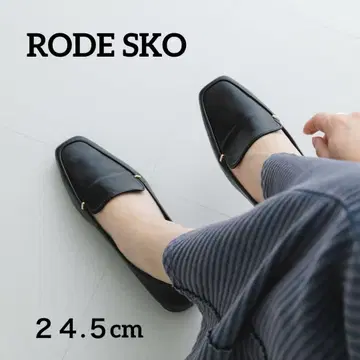 RODE SKO 스퀘어토 쁘띠 메탈 로퍼 펌프스 38 24.5cm 블랙
