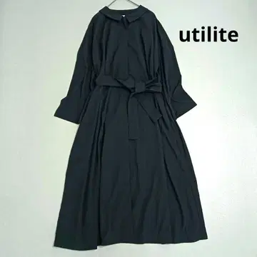 utilite 리사이클 나일론 카라 부착 타프타 원피스 코트 네이비 F