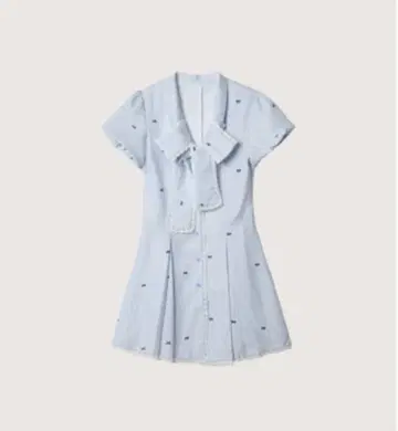 LA POMME petit 파랑과 화이트 스트라이프 반팔 미니 원피스