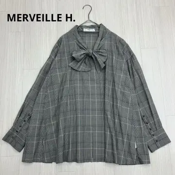 MERVEILLE H. 글렌체크 보타이 셔츠 블라우스