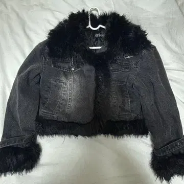 ANDWANG Washed denim fur outer