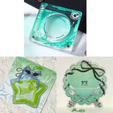 덕질 그린 세트 3종 자석 포함 로제트 PVC 캔 배지 파우치 키링