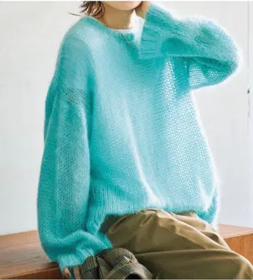 THE SHINZONE MOHAIR SHEER KNIT 라이트 블루 F