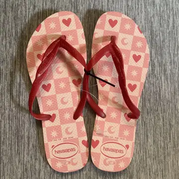 havaianas 핑크 x 레드 패턴 비치 샌들 37-38