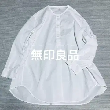 새상품급 무인양품 MUJI 건조하기 쉬운 긴팔 브로드 셔츠 튜닉 L