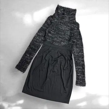미사용품 미스 식스티 터틀넥 니트 원피스 양모 혼방 블랙 S (A2