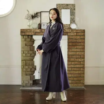 질 바이 질 스튜어트 브로치 포함 리사이클 울 빅 스탠드 카라 코트