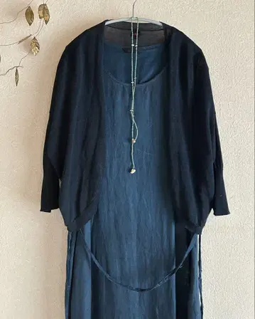 sale*45R 네이비 나염 인디고 기마 니트 볼레로 가디건*손세탁 가능