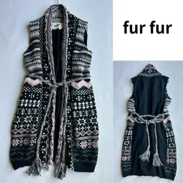 FURFUR 퍼퍼 노르딕 무늬 니트 베스트 롱베스트 블랙