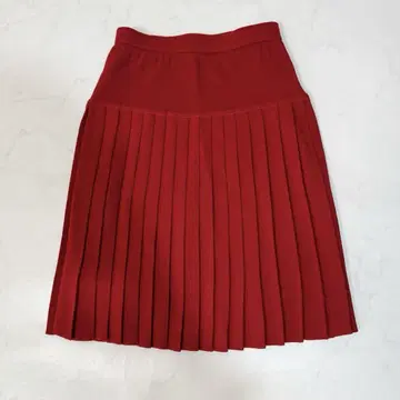 빈티지 레트로 플리츠 스커트 울 빨간색 레드 M