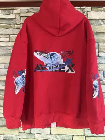 AVIREX 패턴 집업 후드티