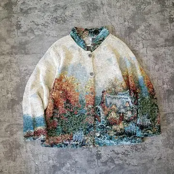 SUGAR STREET WEAVERS 풍경 무늬 스탠드 카라 자켓
