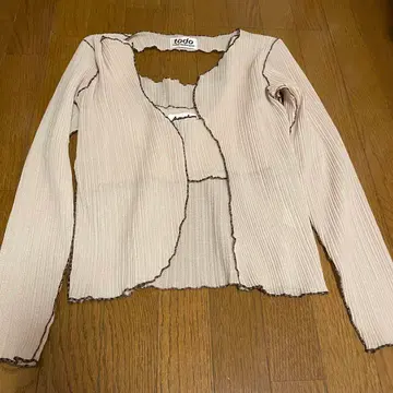 kotohayokozawa 베이지 긴팔 가디건 & 뷔스티에 앙상블