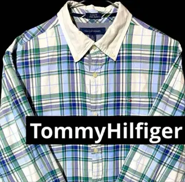TommyHilfiger L XL 체크 올 패턴 패턴 긴팔 체크