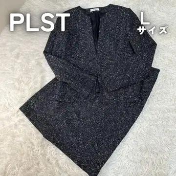 PLST 슬라브 트위드 저지 키 칼라 자켓 노카라 소매 접기 가능
