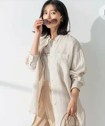23구 LIBECO 밴드 카라 빅 실루엣 셔츠 32
