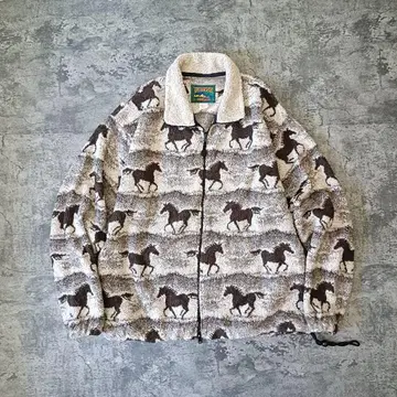 90s USA FLEECEWEAR 말 홀스 무늬 플리스 자켓