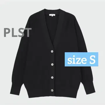 PLST UV컷 레이온 블렌드 미들 가디건 블랙 S